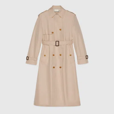 Gucci Graphic-print Trench Coat In Brown