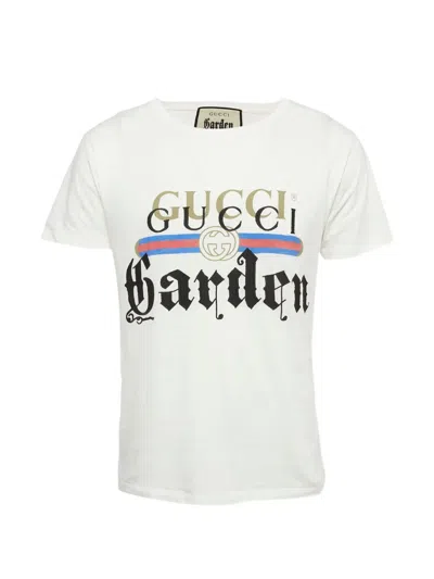 Pre-owned Gucci Garden Embroidered T-shirt In White