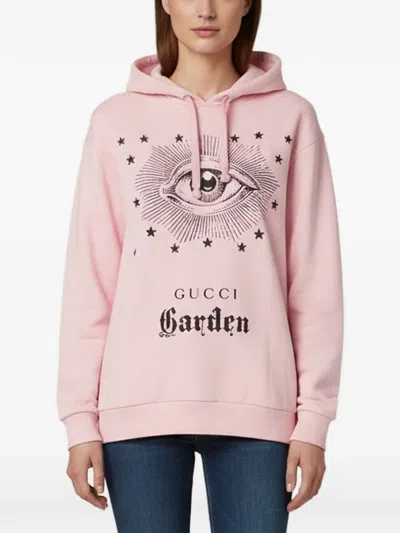 Pre-owned Gucci Garden Eye-print Hoodie In Pink