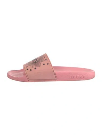 Pre-owned Gucci Garden Interlocking G Logo Slides In Pink