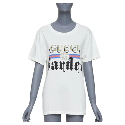 Pre-owned Gucci Garden Off White Double Logo Print Embroidered Back Tshirt Xs