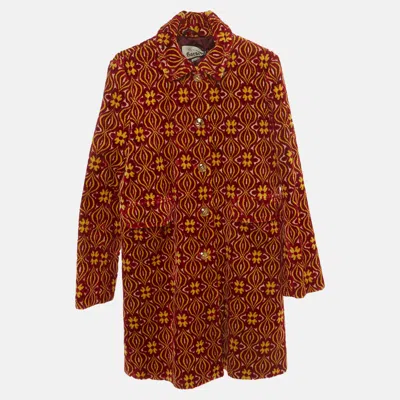 Pre-owned Gucci Garden Red Velvet Damask Long Sleeve Jacket Xxs