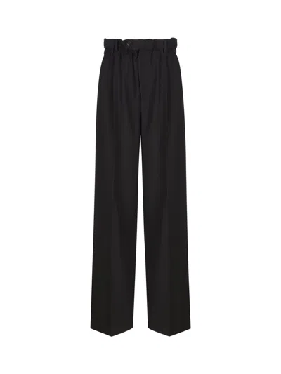 Gucci Gathered Elastic Waist Tailored Trousers In Black