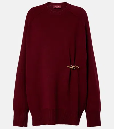 Gucci Gathered Wool And Cashmere Sweater In Brown