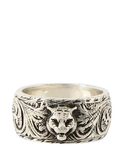 Pre-owned Gucci Gatto Feline Ring In Silver