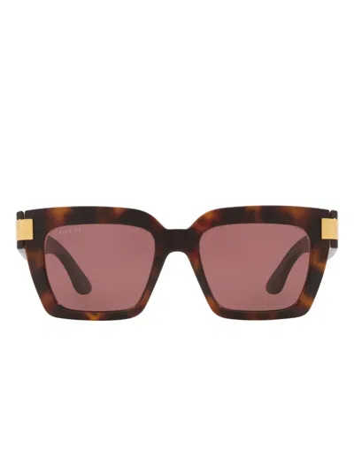Gucci Womens Gg1689s Square-shape Acetate Sunglasses Brown