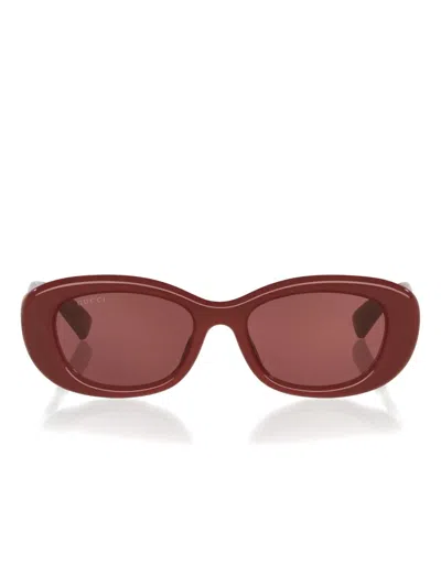 GUCCI GG-LOGO OVAL-FRAME SUNGLASSES