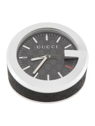 Pre-owned Gucci G-clock Desk Clock In Black/metallic