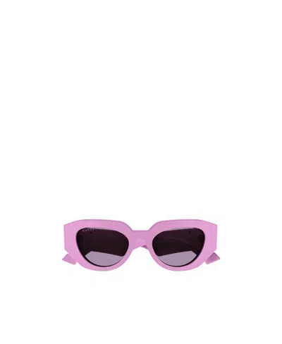 Gucci Gene Gg Oval-frame Sunglasses In Purple