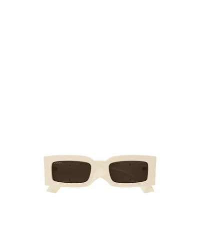 Gucci Gene Gg Rectangle-frame Sunglasses In Nude
