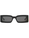 Gucci Gg1425s Rectangular Acetate Sunglasses In Black