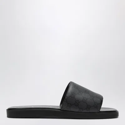 Gucci Generation Gg Mini Canvas Slider Sandals In Black