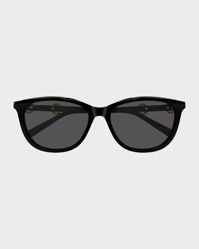 Gucci Generation Horsebit 56mm Round Sunglasses In Black