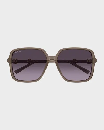 Gucci Generation Horsebit 59mm Butterfly Sunglasses In Brown
