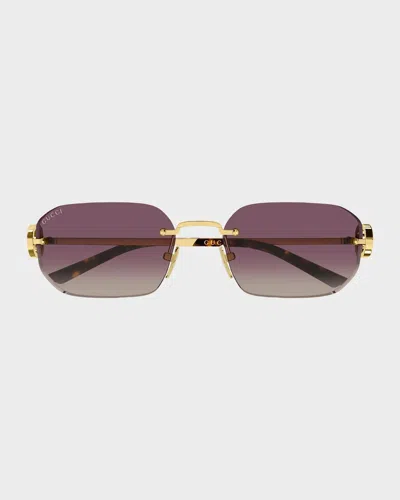 Gucci Generation Interlocking G 57mm Rectangular Sunglasses In Multi