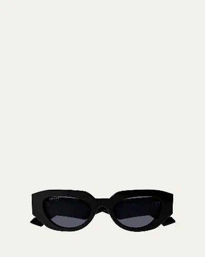 Gucci Geometric Acetate Butterfly Sunglasses In Black