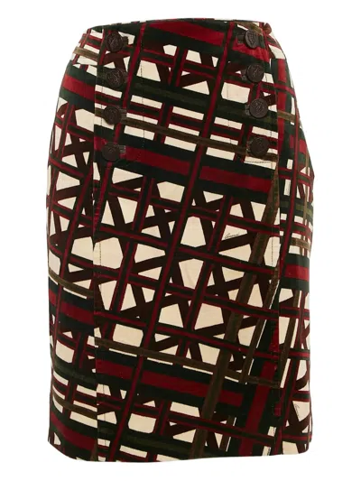 Pre-owned Gucci Geometric Button-detail Mini Skirt In Red
