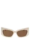 Gucci Geometric Crystal Sunglasses In White