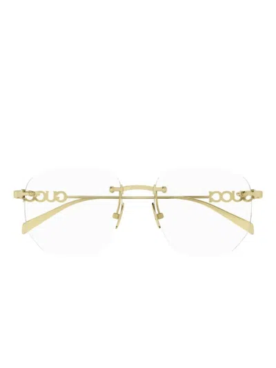 Gucci Geometric-frame Glasses In Green