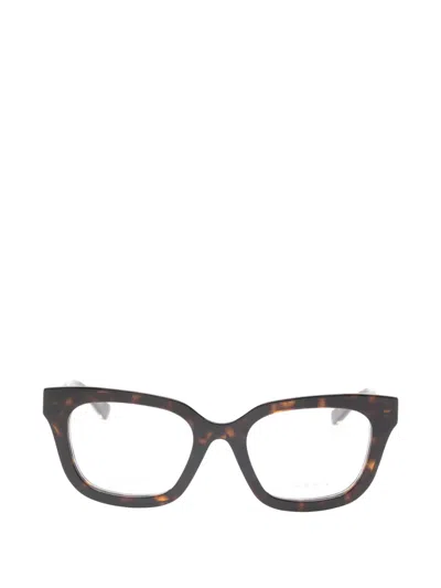 Gucci Geometric Frame Glasses In Brown