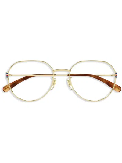 Gucci Geometric-frame Glasses In Gold