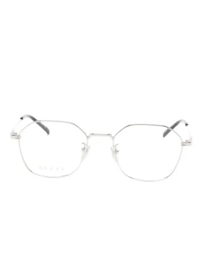 Gucci Geometric-frame Glasses In Silver