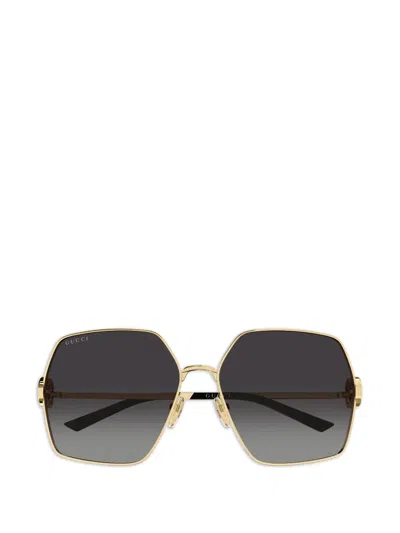 Gucci Geometric-frame Logo Sunglasses In Black