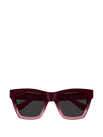 Gucci Geometric-frame Logo Sunglasses In Brown
