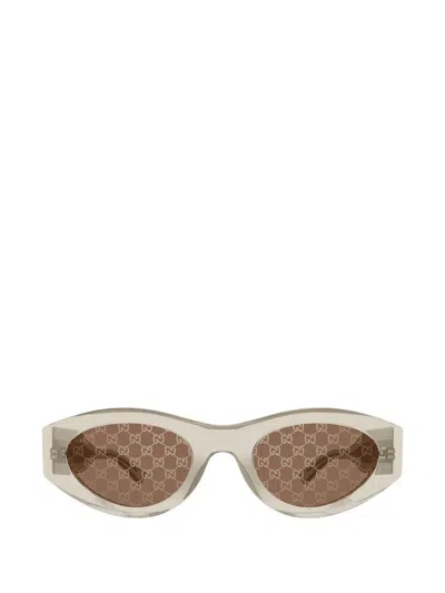 Gucci Geometric-frame Logo Sunglasses In Gray