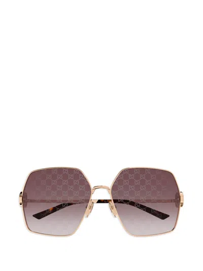 Gucci Geometric-frame Logo Sunglasses In Purple
