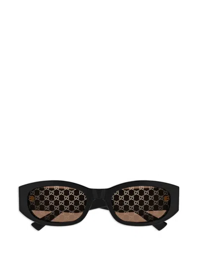 Gucci Geometric-frame Pattern Sunglasses In Black