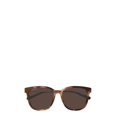 Gucci Geometric Frame Sunglasses In Brown