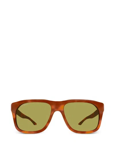 Gucci Geometric-frame Sunglasses In Brown