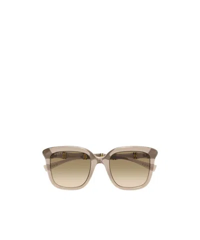 Gucci Geometric Frame Sunglasses In Brown