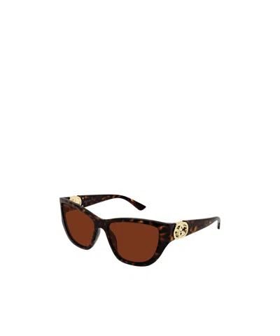 Gucci Geometric Frame Sunglasses In Brown