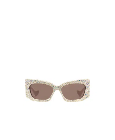 Gucci Geometric Frame Sunglasses In Brown