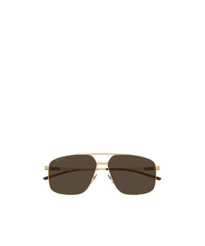 Gucci Geometric Frame Sunglasses In Brown