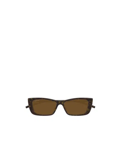 Gucci Geometric Frame Sunglasses In Brown