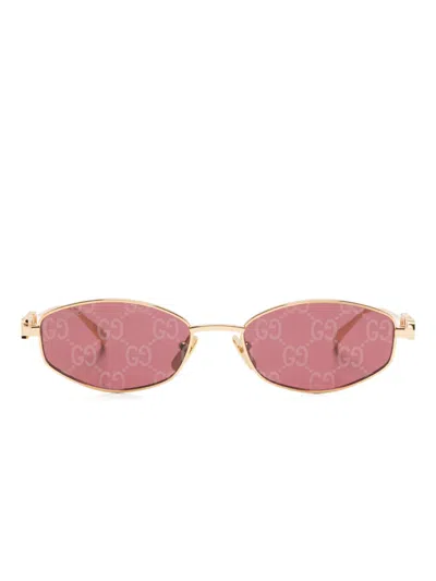 Gucci Geometric-frame Sunglasses In Gold
