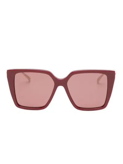 Gucci Geometric-frame Sunglasses In Brown