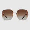 Gucci Geometric Frame Sunglasses In Gold