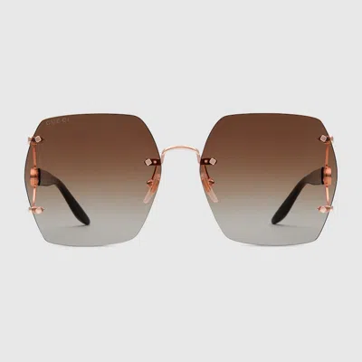 Gucci Geometric Frame Sunglasses In Gold