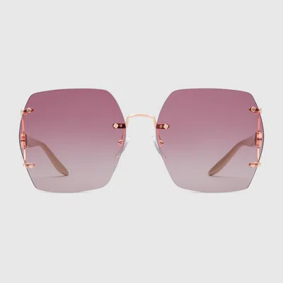 Gucci Geometric Frame Sunglasses In Gold