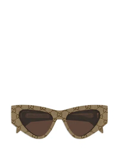 Gucci Geometric-frame Sunglasses In Green