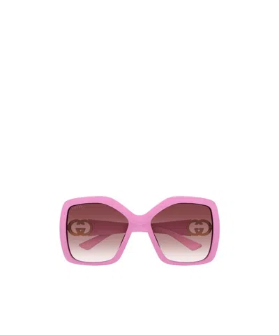 Gucci Geometric Frame Sunglasses In Pink