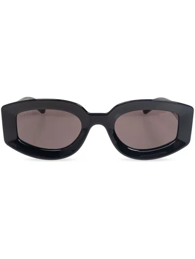 Gucci Geometric-frame Sunglasses In Schwarz