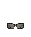 Gucci Curved Rectangular Sunglasses With Dark Tinted Lenses In Black