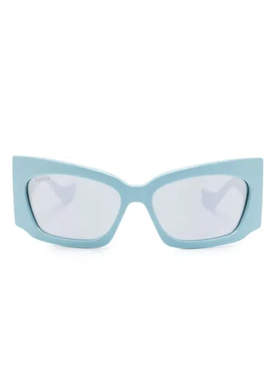 Gucci Geometric-frame Tinted Sunglasses In Blue