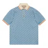 Gucci Geometric G Cotton Piquet Polo Shirt 'light Blue'