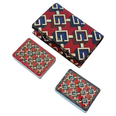 Pre-owned Gucci Geometric G Double Playing Card Set In Brown